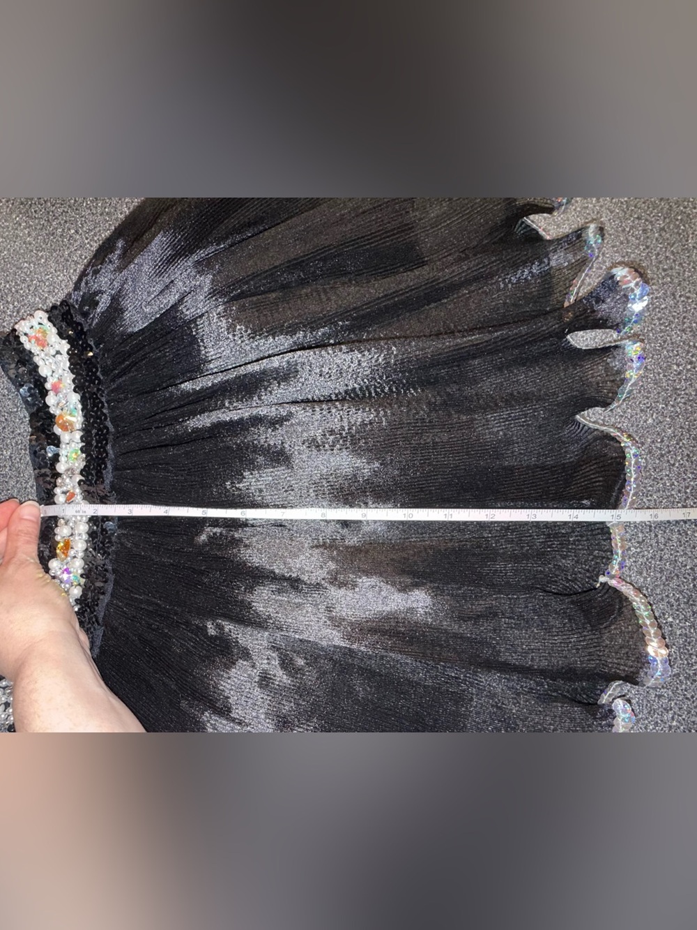 Glamour Black Sequin & Rhinestone Bling Tulle Dance Costume Size Adult Small - Picture 16 of 16